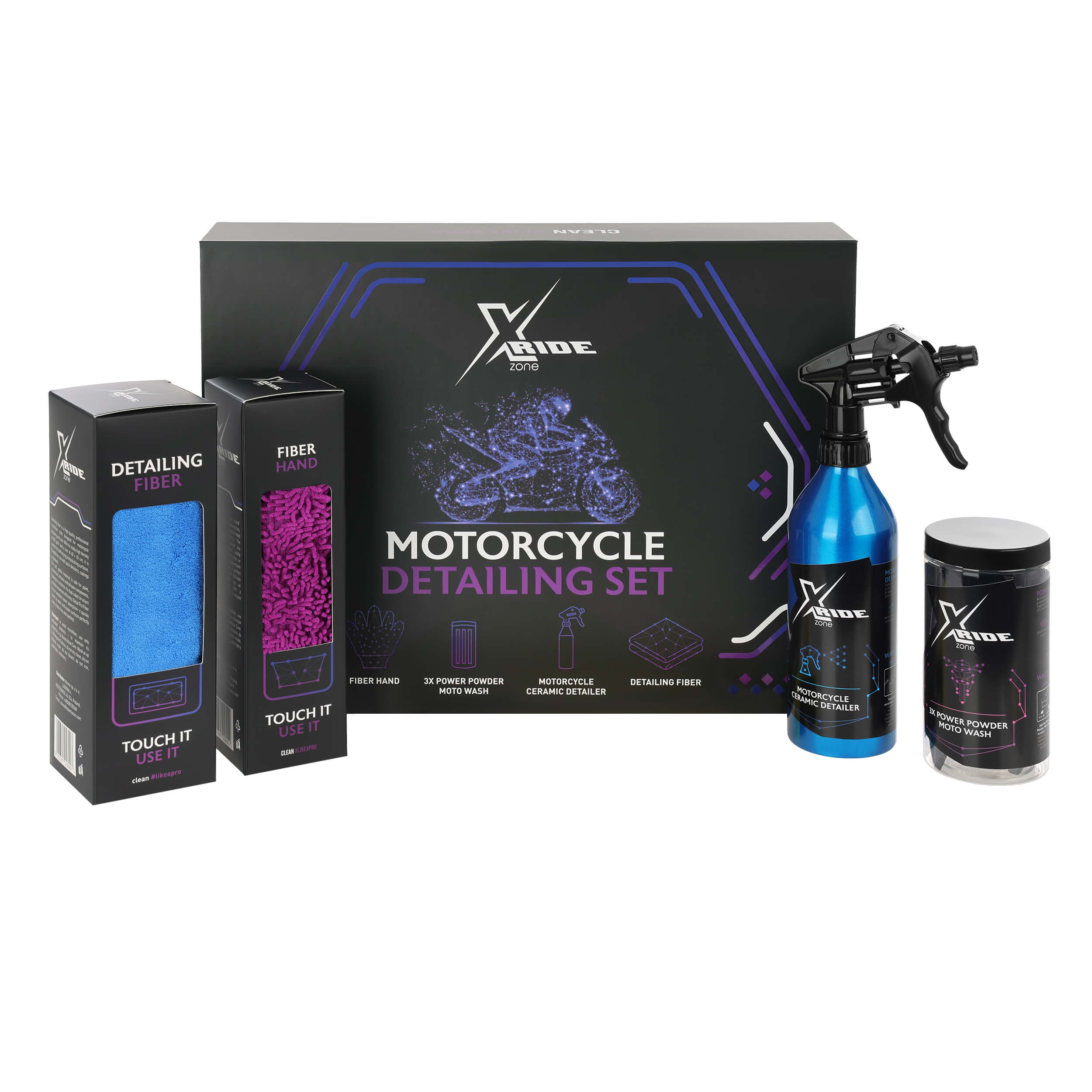 Xzone® Ride – Motorcycle Detailing Set (kit complet d’entretien moto)